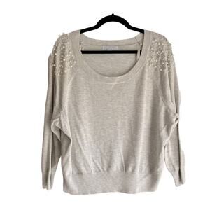 Ashley Nell Tipton for Boutique gray and pearl, rhinestone sweater, women's 1x
